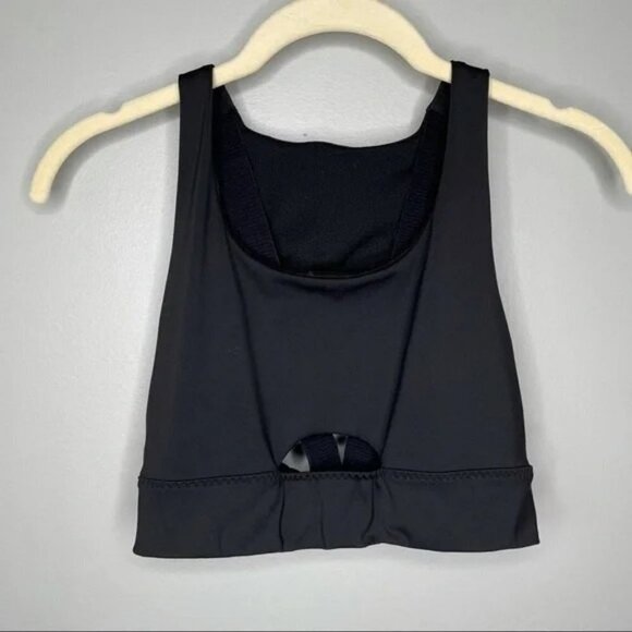 Athleta Zone Sports Bra Womens Sz Small Black Peek-A-Boo Workout Crop Top 354120 - Picture 2 of 5